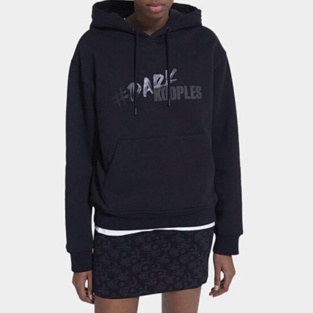 THE KOOPLES Women’s Hoodie  Black "Dark Kooples" Graphic Sweatshirt Size M‎